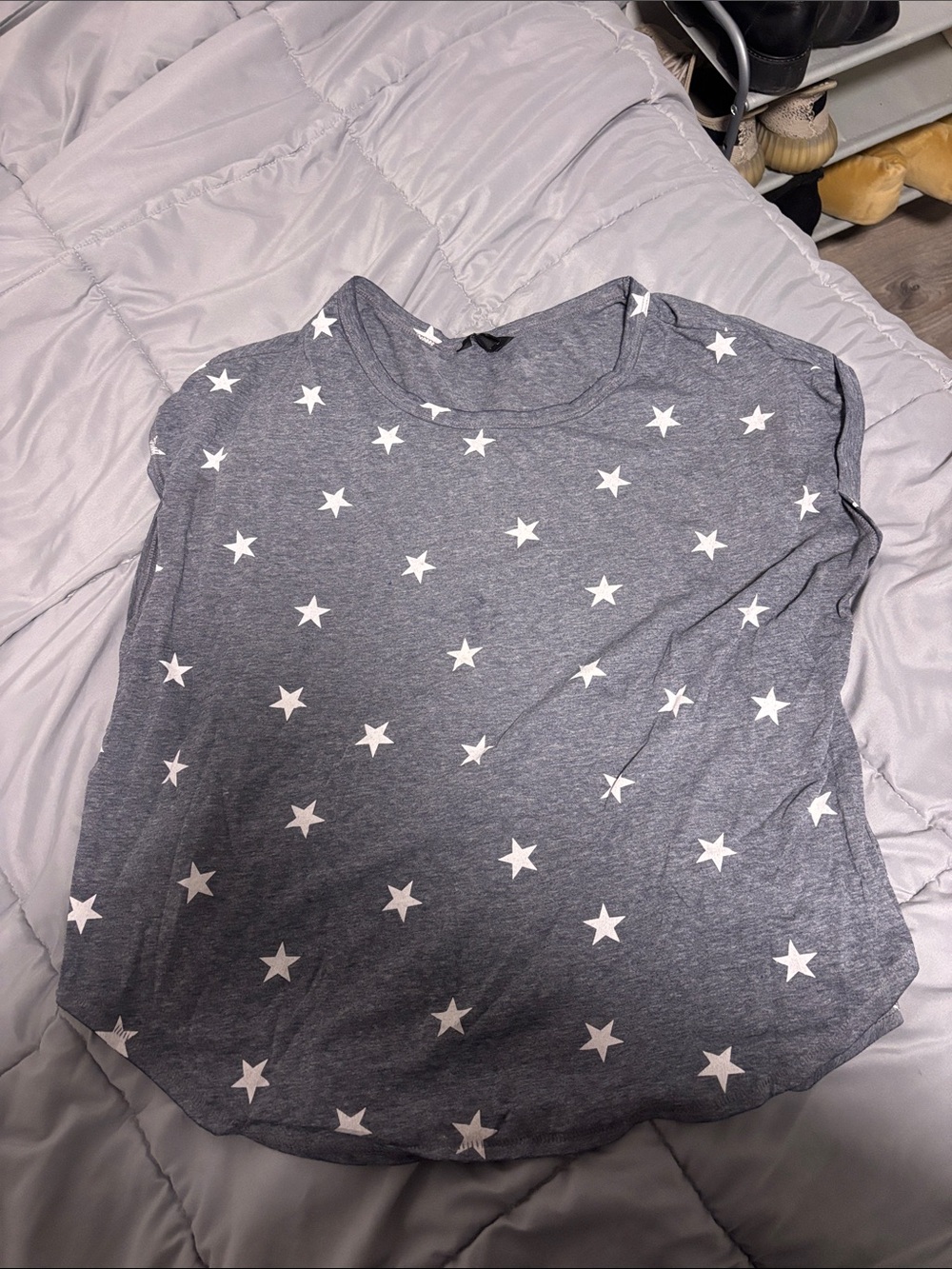 Lucky Brand Gray Star Print Short Sleeve Tee